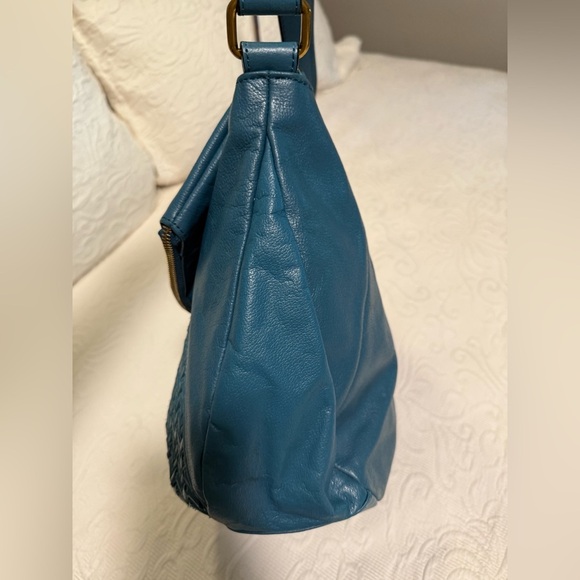 Gently Used Elliott Lucca Teal Leather Shoulder Bag - Picture 7 of 8